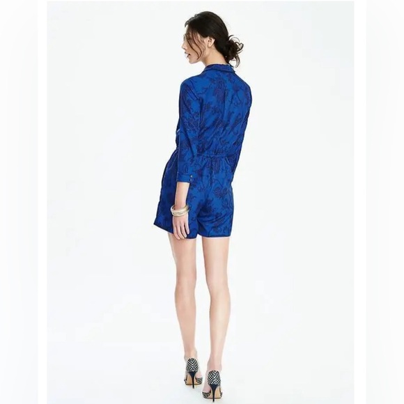 Banana Republic Blue Silk Romper size 14 - Picture 3 of 8